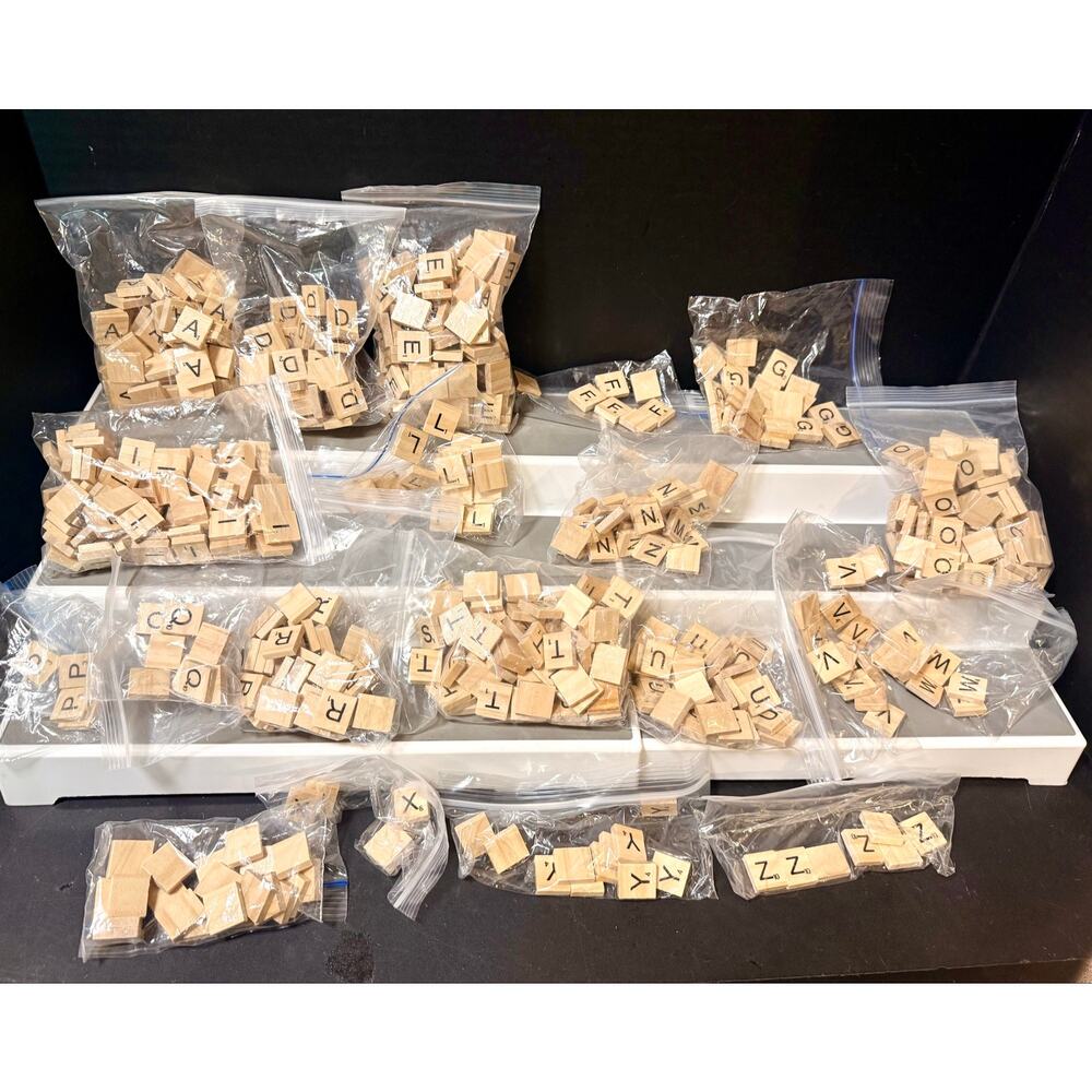 Scrabble Wood Tiles - 100’s included not all of alphabet crafting spelling game